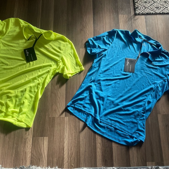 Cycling Yellow and Blue Zip-Up Shirts - Picture 2 of 3